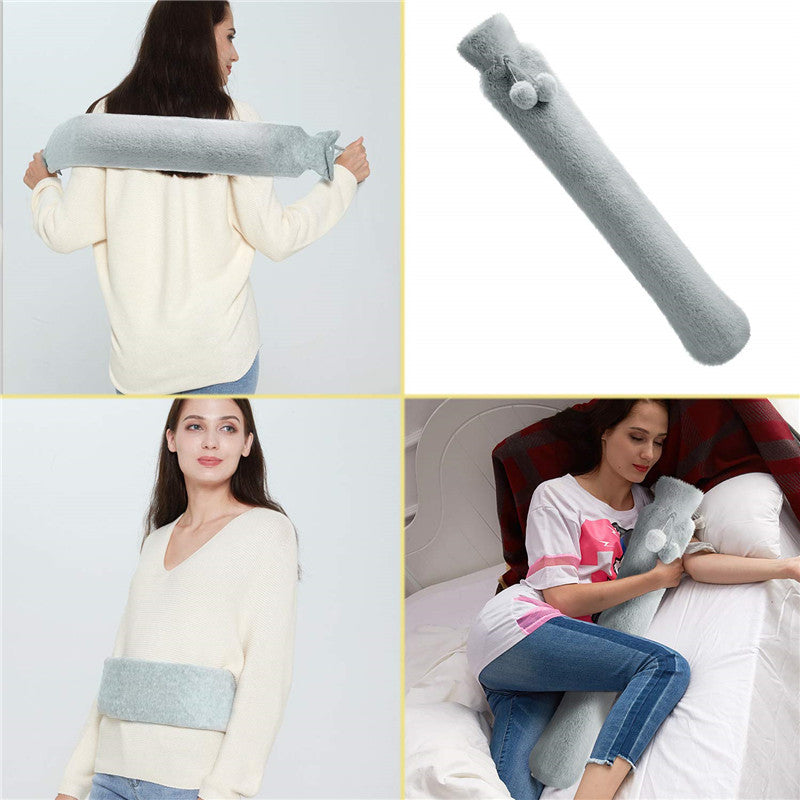 2L Cute Hot Water Bottle Portable Warm Belly Treasure Belt Protective Cover Hand Warmers Injection Silicone Long Explosion-proof