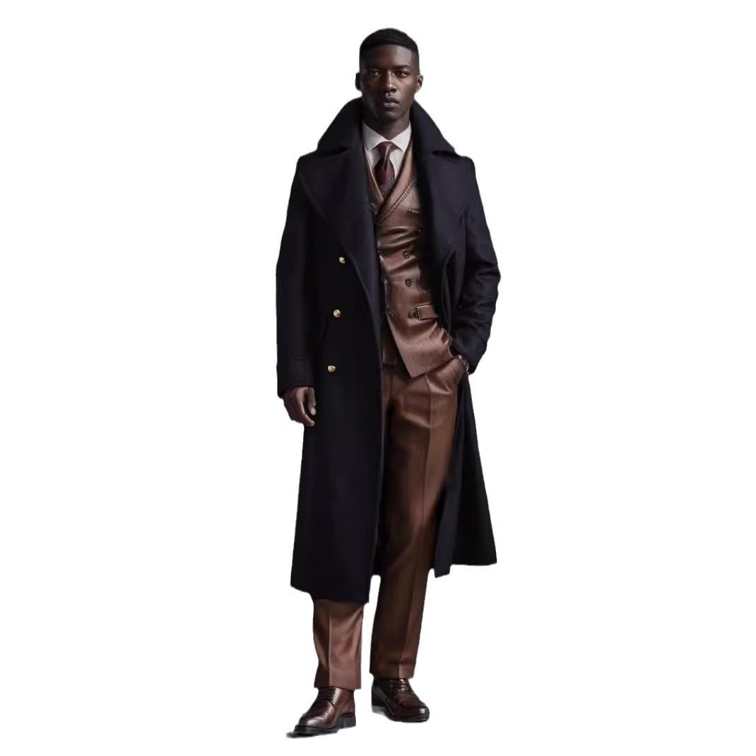 Men's Woolen Ultra-long Overcoat Overknee Fashion - globaltradeleader