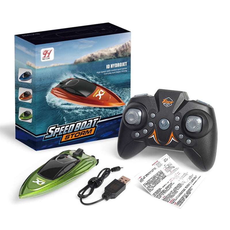 Children's Mini Remote Control Boat Electric Speedboat Playing In The Water In Summer