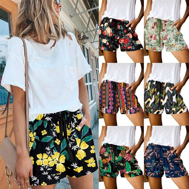 Summer Printed High Waist Straight Shorts Women's Casual Pants - globaltradeleader