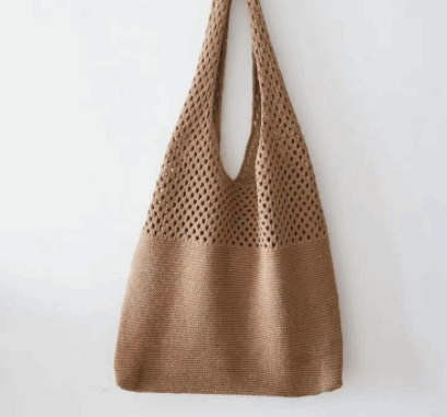 Simple Vintage Cutout Knit Tote Bag