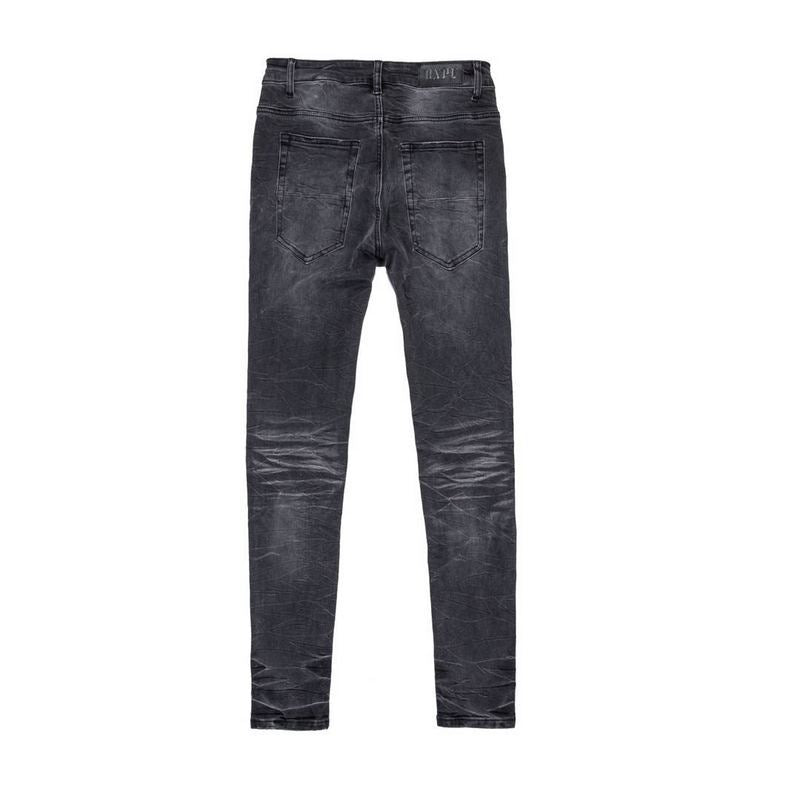 Black Punk Wind Pressure Shaft Distressed Jeans