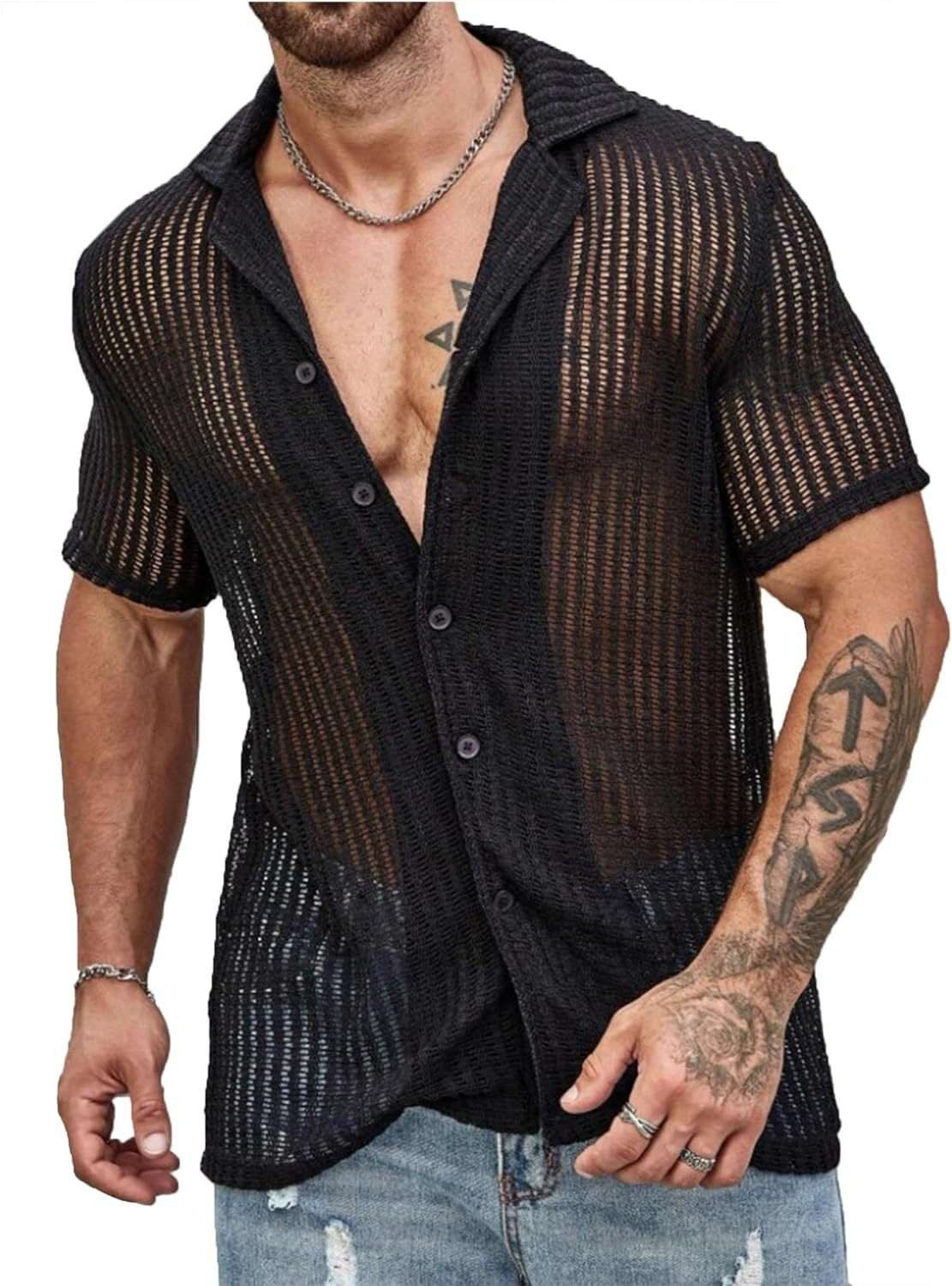 Men's Casual Shirt Fashionable Breathable Cardigan Short Sleeve Top - globaltradeleader