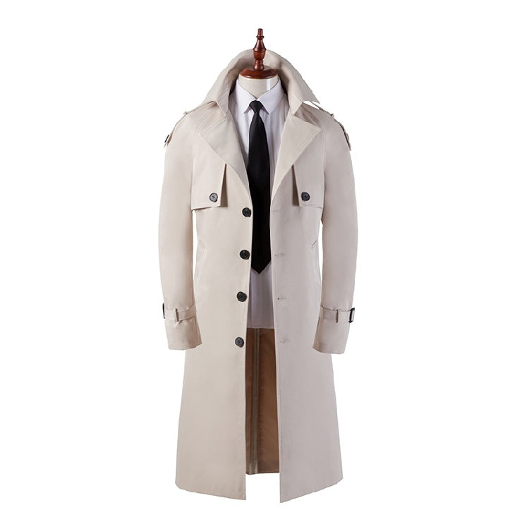 Men's Trench Coat Super Long Over The Knee Slim Business Casual - globaltradeleader