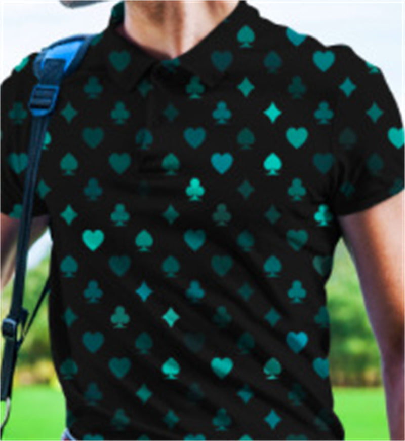 Men's Camouflage 3D Printed PoLo Shirt Fashion Button Lapel Short Sleeves
