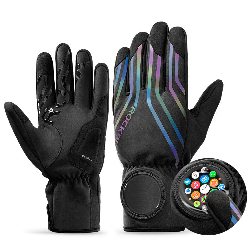Cycling Gloves Full Finger Warmth Motorcycle Male Reflective Touch Screen