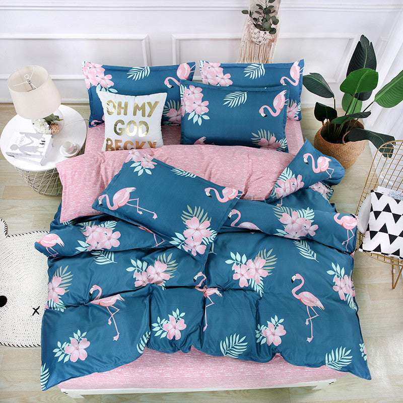 Brushed Plant Cashmere Four-piece Cartoon Bedding