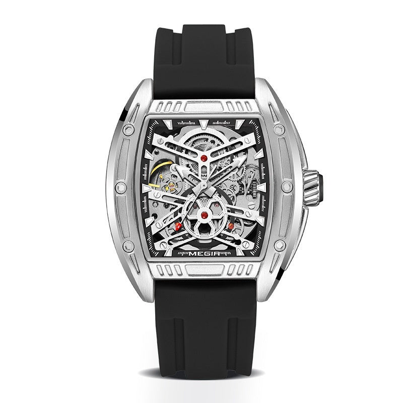 Men's Wine Barrel Type Mechanical Watch Silicone Tape - globaltradeleader