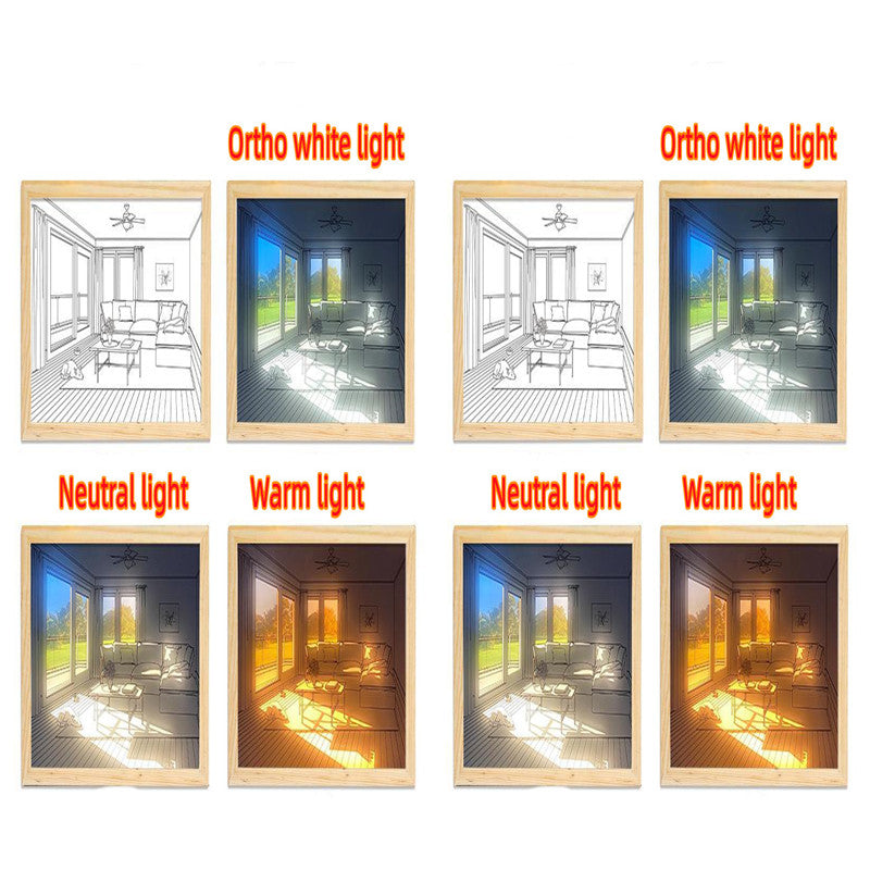 LED Decorative Light Painting Bedside Picture Style Creative Modern Simulate Sunshine Drawing Night Light Gift