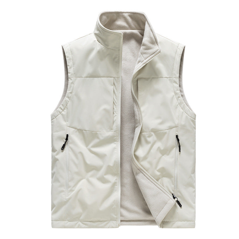 Men's Double-sided Fleece Vest Winter Warm Loose Sleeveless Tank Outdoor Workwear Vest Clothing - globaltradeleader