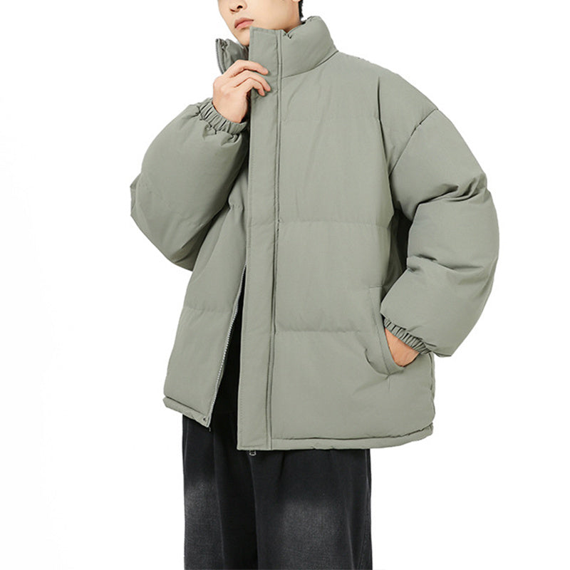 Fashion Loose Stand-collar Cotton Coat Winter Warm Thicken Jacket For Couples Casual Solid Color Outwear Clothing For Men - globaltradeleader