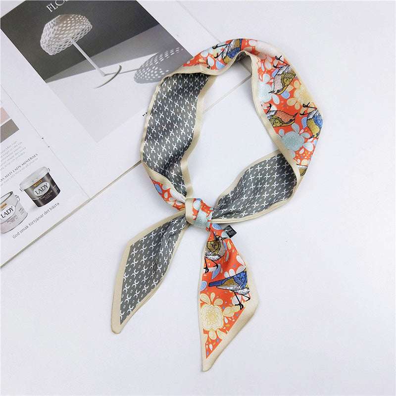 Silk Scarf Thin Narrow Strip All-matching