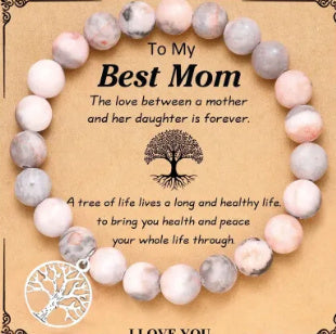 Fashion Natural Stone Pinkred Zebra Tree Of Life Gifts Big Little Sister Bracelet Birthday Jewelry Girls Braclet Gifta For Girl Boy - globaltradeleader