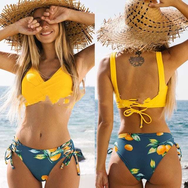 Fashion Swimsuit Small Chest Push Up Split Seaside Swimsuit - globaltradeleader
