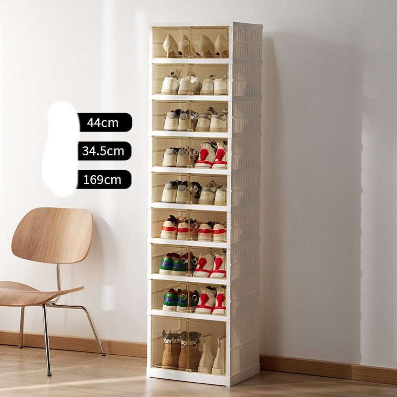 Double Row Folding Shoe Box Transparent Storage Rack Installation