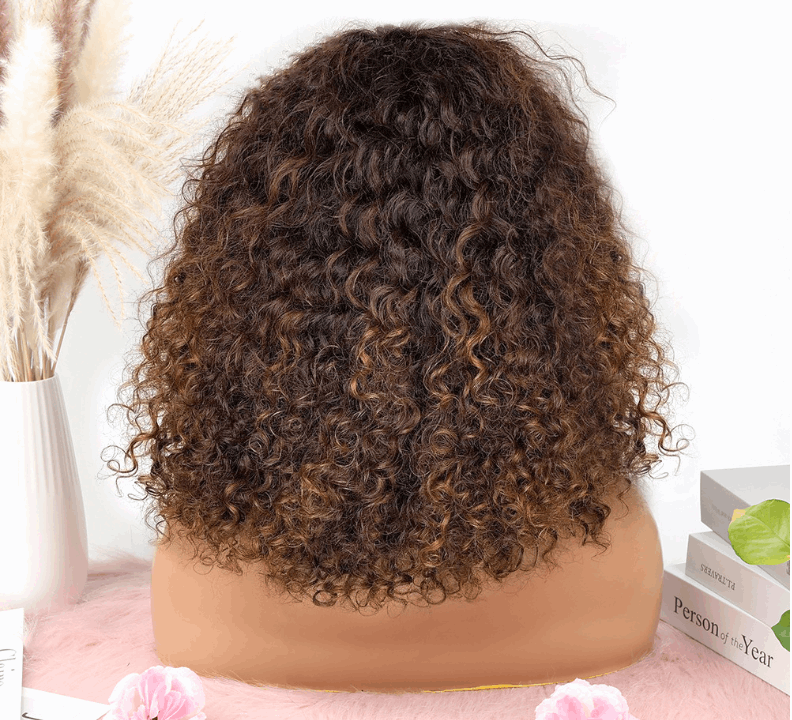 Bouncy Jerry Curly Short Bob Pixie Cut Wig With Bangs