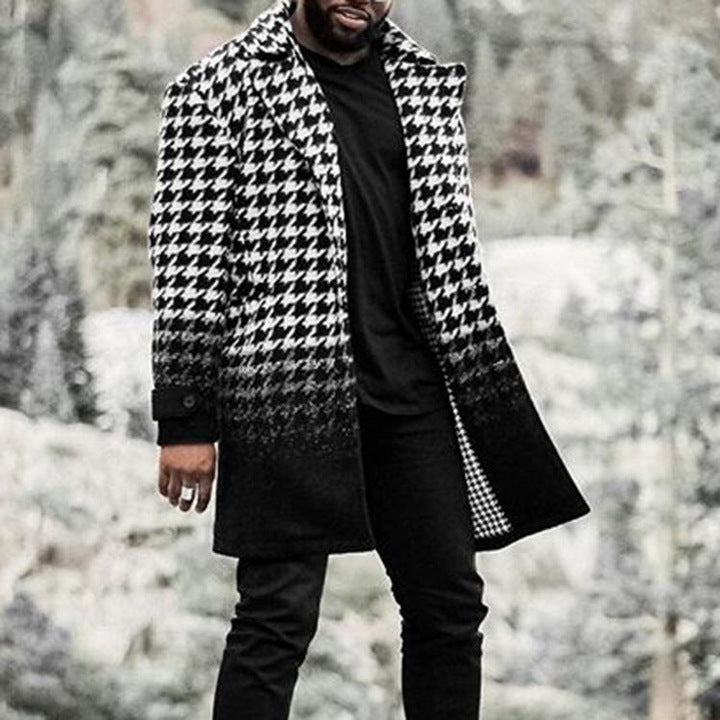 Men's Woolen Stand Collar Mid-length Trench Coat - globaltradeleader