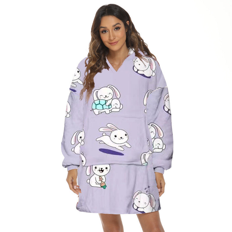 Cartoon Fruit Printed Lazy Blanket Hooded - globaltradeleader