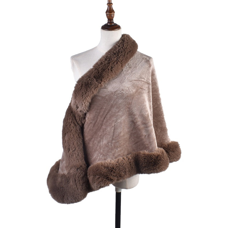 Women's Fur Collar Fur Shawl Warm