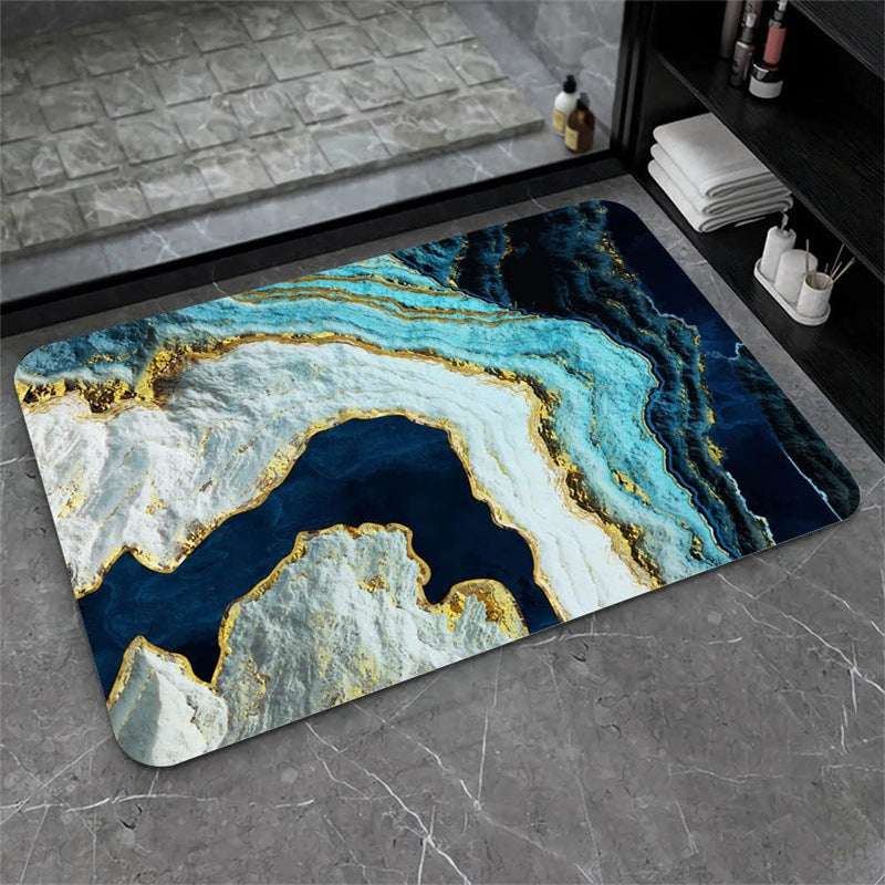 Nordic Light Luxury Marbling Diatom Ooze Absorbent Non-slip Floor Mat Toilet Door Quick-drying Feet - globaltradeleader