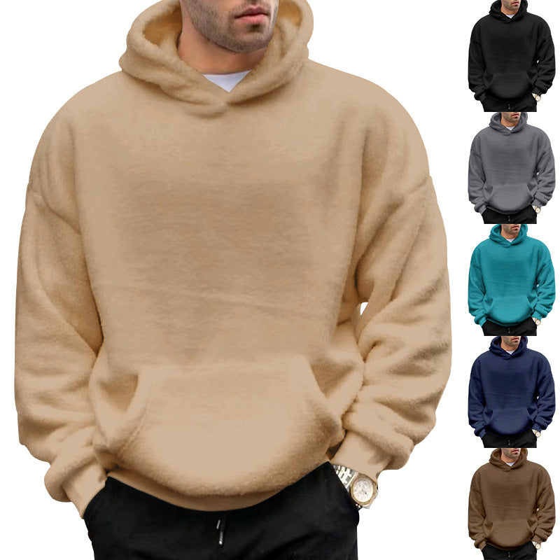 Double-sided Velvet Hooded Sweater Men's Plush Sweatshirt With Pockets - globaltradeleader