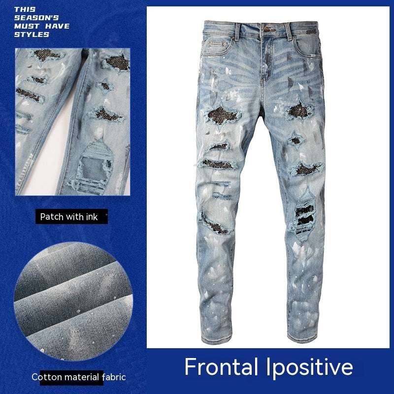 Stretch Retro Ripped Diamond Jeans - globaltradeleader