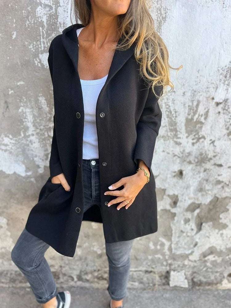 Casual Hooded Single-Breasted Cardigan Fashion Loose Solid Color Jacket Spring And Autumn Women's Clothing - globaltradeleader