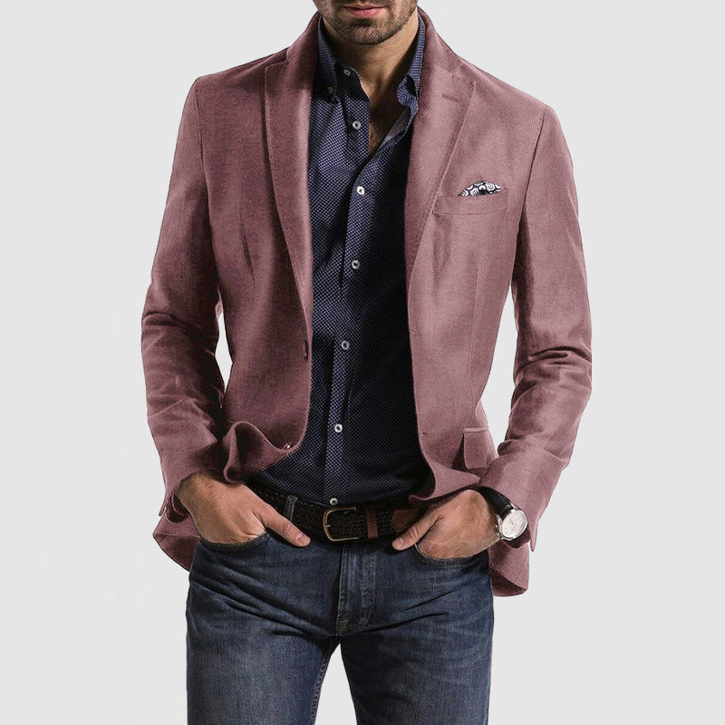 Men's Loose Solid Color Double Button Suit Jacket - globaltradeleader