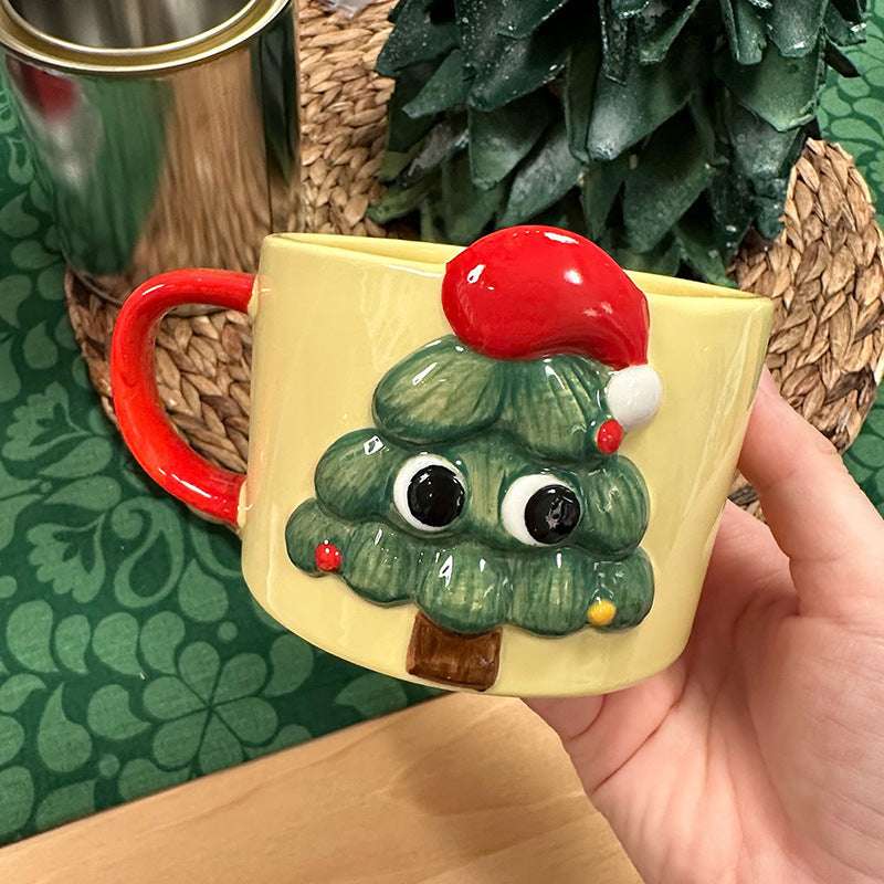 Hand-painted 3D Cute Christmas Tree-shaped Water Cup Mug - globaltradeleader