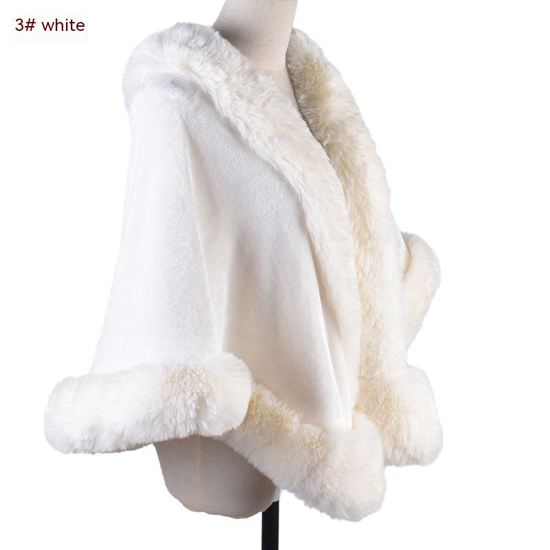 Women's Fur Collar Fur Shawl Warm