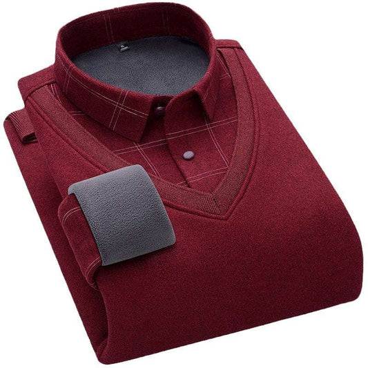 Winter Fleece False-two-piece Warm Shirt