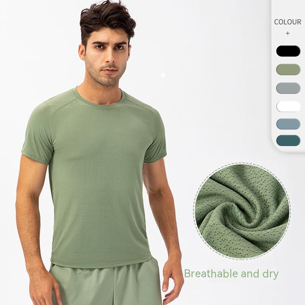 Men's Loose Running Quick Drying Clothes Round Neck T-shirt Sweat-absorbent Breathable Fitness Sports Casual Short Sleeve Clothes - globaltradeleader