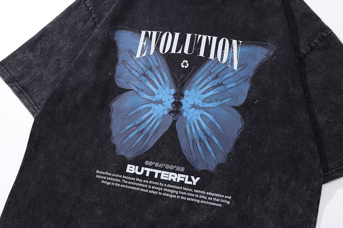 Retro Cartoon Printed Loose Round Neck Short Sleeve T-shirt - globaltradeleader