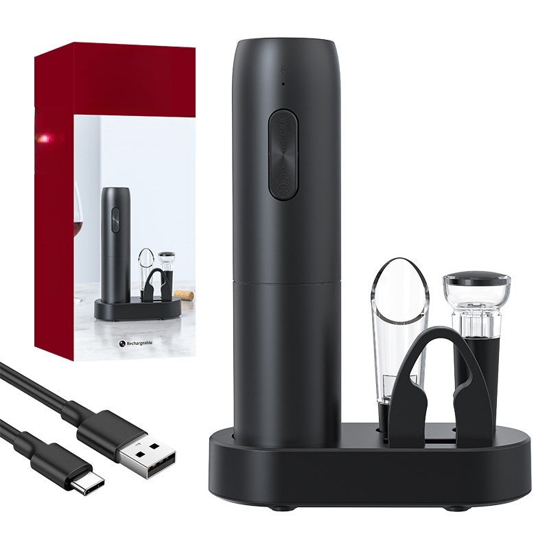 USB Rechargeable Business Gift Anniversary Celebration Storage Base Red Wine Electric Bottle Opener - globaltradeleader