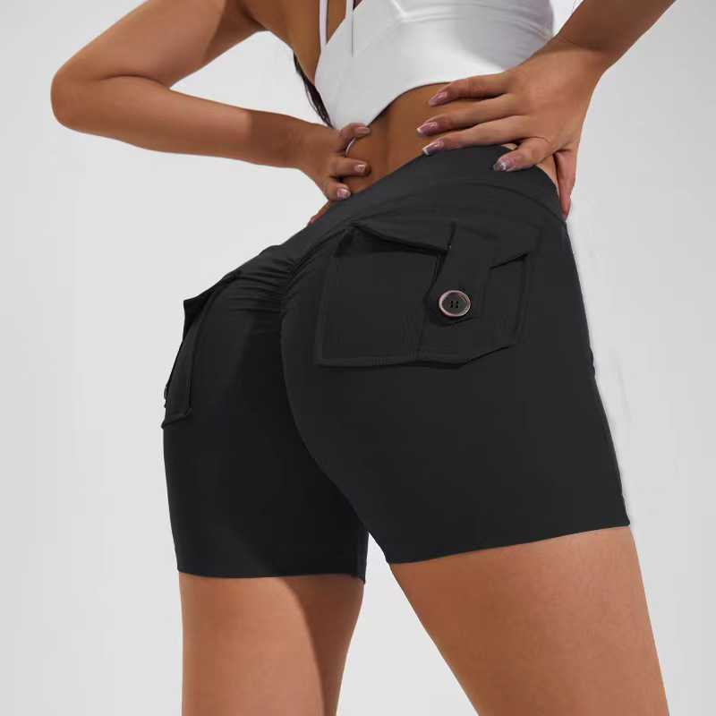 High Waist Hip Lifting Shorts With Pockets Quick Dry Yoga Fitness Sports Pants Summer Women Clothes - globaltradeleader