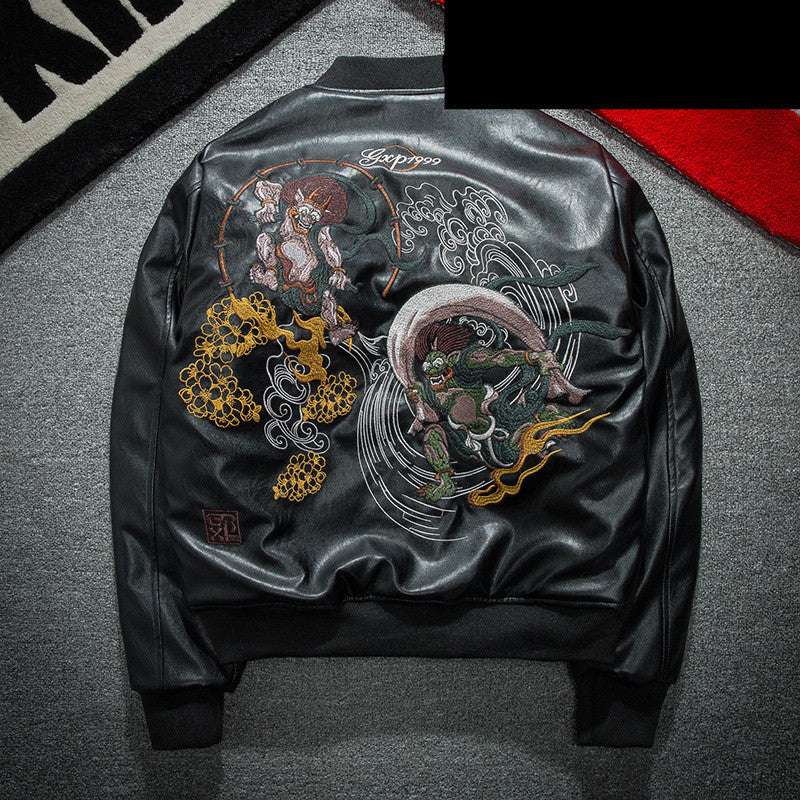 Baseball Collar PU Leather Bomber Couple Jacket