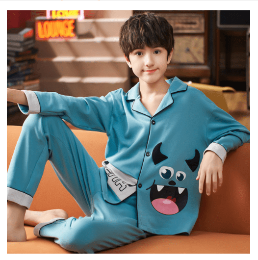 Spring And Autumn Cotton Long Sleeved Cardigan Children's Pajamas