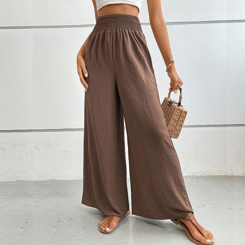 Trousers Autumn Casual Elastic Pocket Wide Leg Pants - globaltradeleader