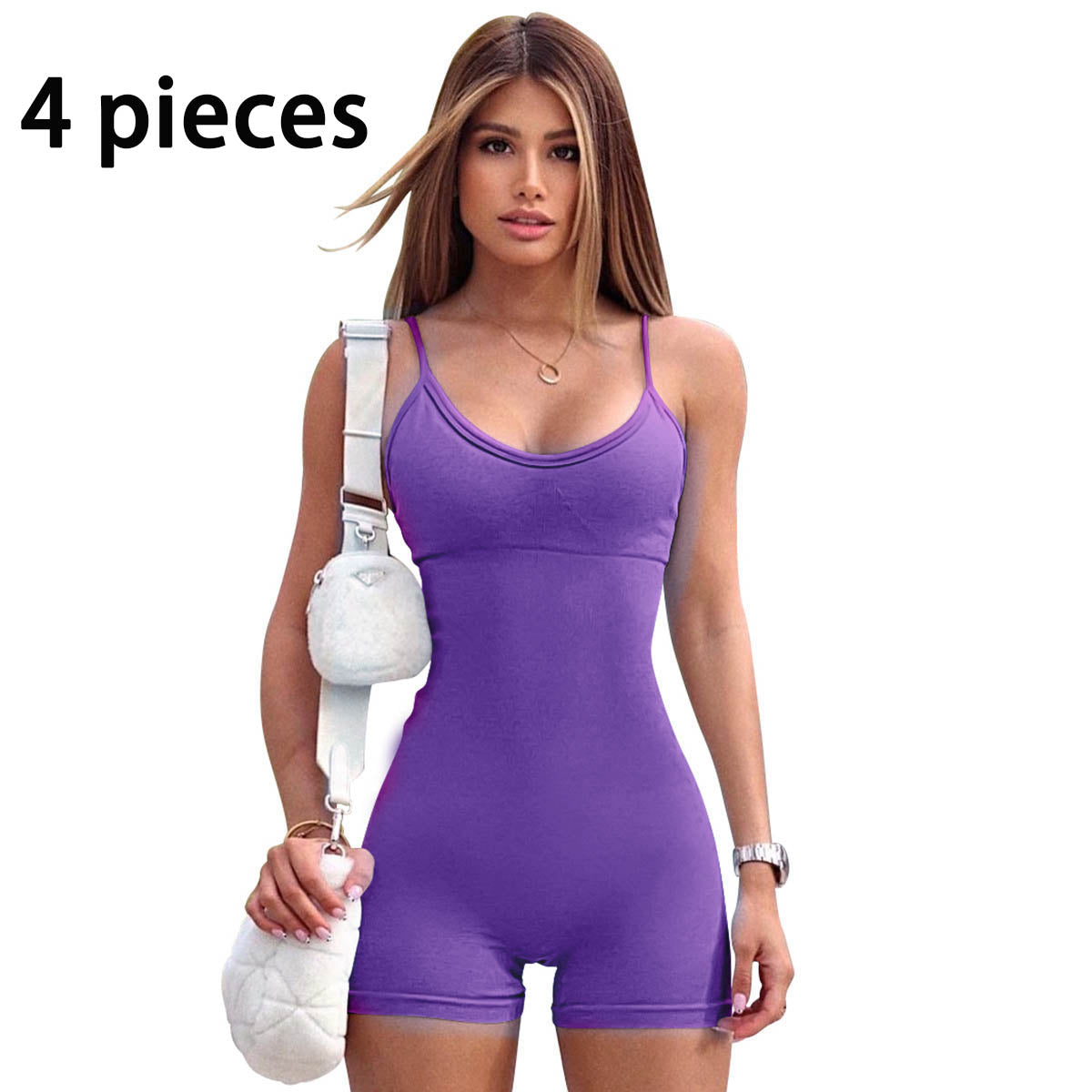 Spaghetti Strap Shorts Jumpsuit Sports Yoga Workout Tight Romper Women Fashion Fitness Sportwear - globaltradeleader