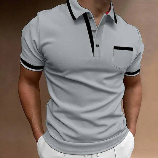Men's Casual Square Collar Double Buckle Printed Short Sleeve - globaltradeleader