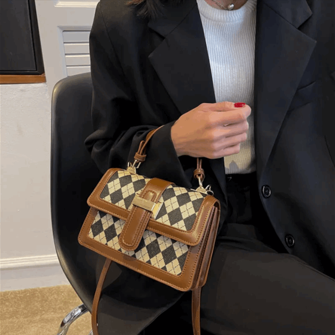 Houndstooth Small Shoulder Messenger Bag College Students Portable Large Capacity