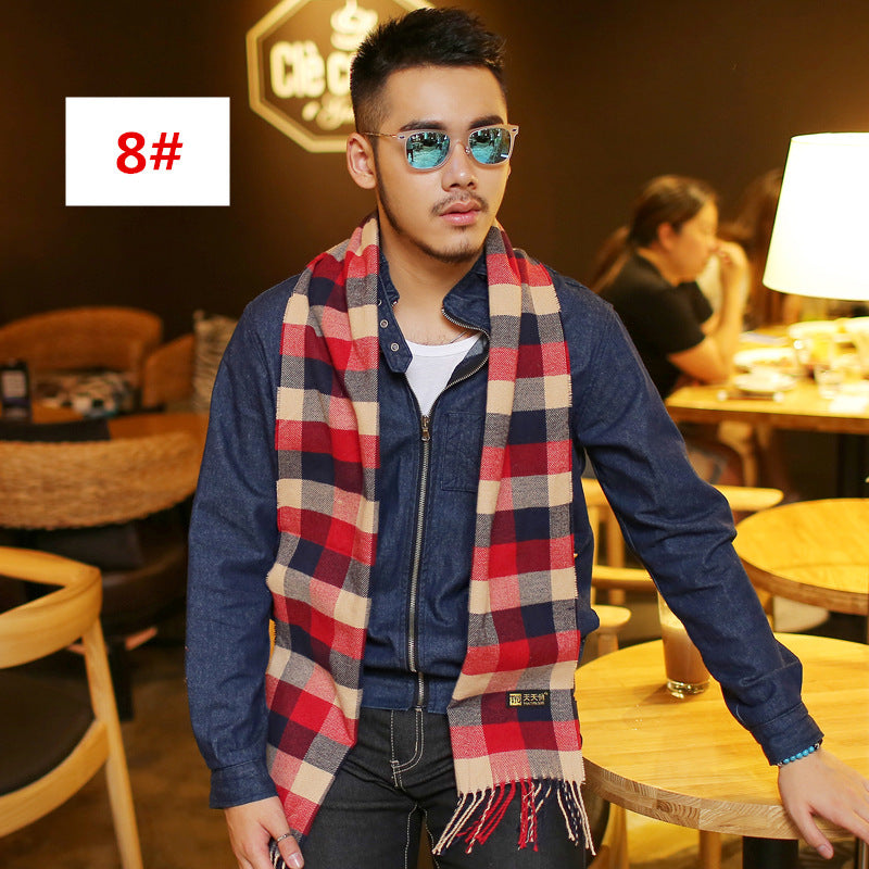 Men's Fashion Casual Warm Plaid Scarf