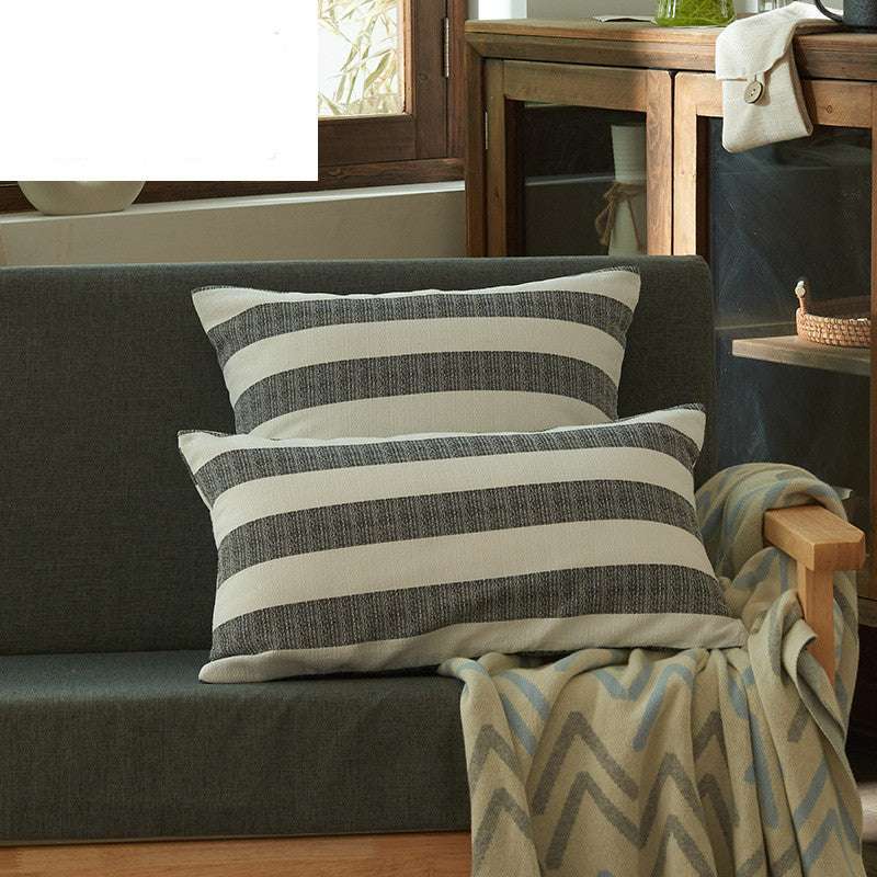 New Linen Cotton Geometric Striped Pillowcase
