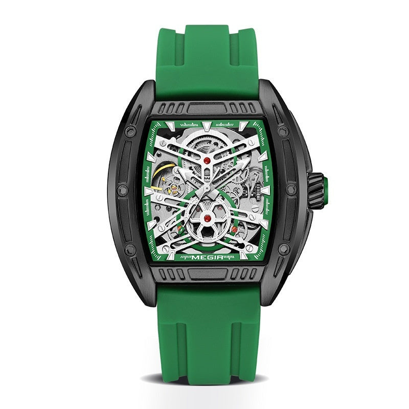 Men's Wine Barrel Type Mechanical Watch Silicone Tape - globaltradeleader