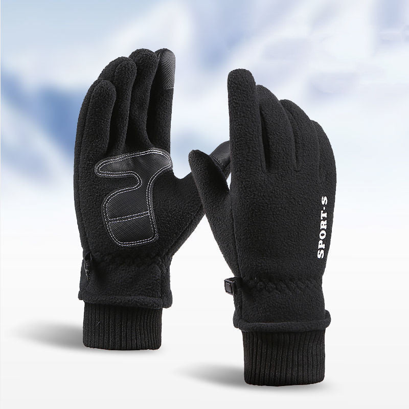 Outdoor Ski Riding Gloves Winter Polar Fleece Flip Cover Winter Gloves Men And Women Plus Velvet Thickened Warm Touch Screen Gloves - globaltradeleader