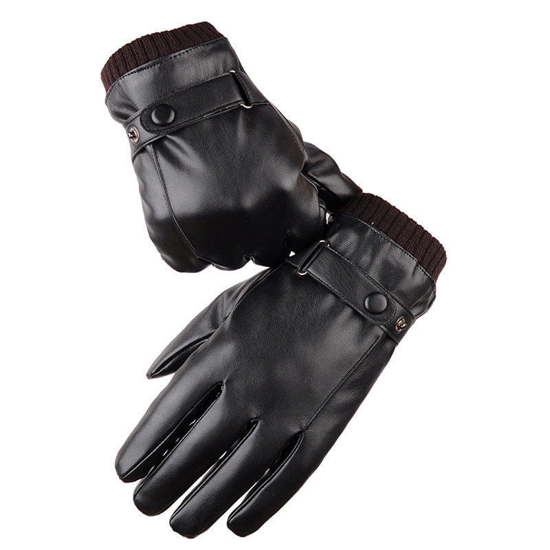Men's Winter Riding Fleece Padded PU Gloves - globaltradeleader
