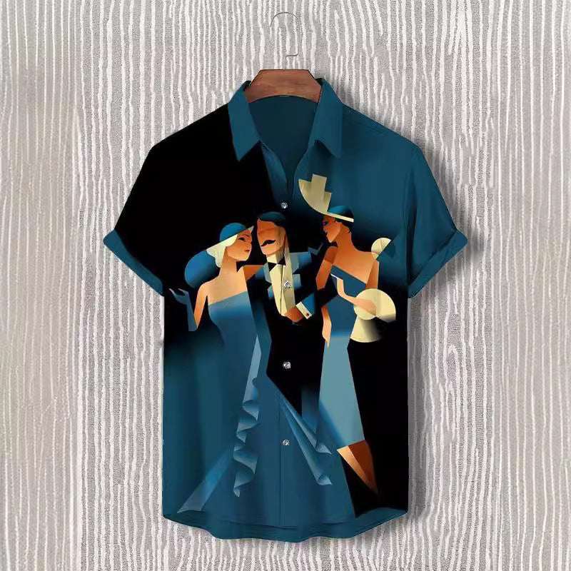 Summer Casual Printed Hawaiian Shirt Men's Vacation - globaltradeleader