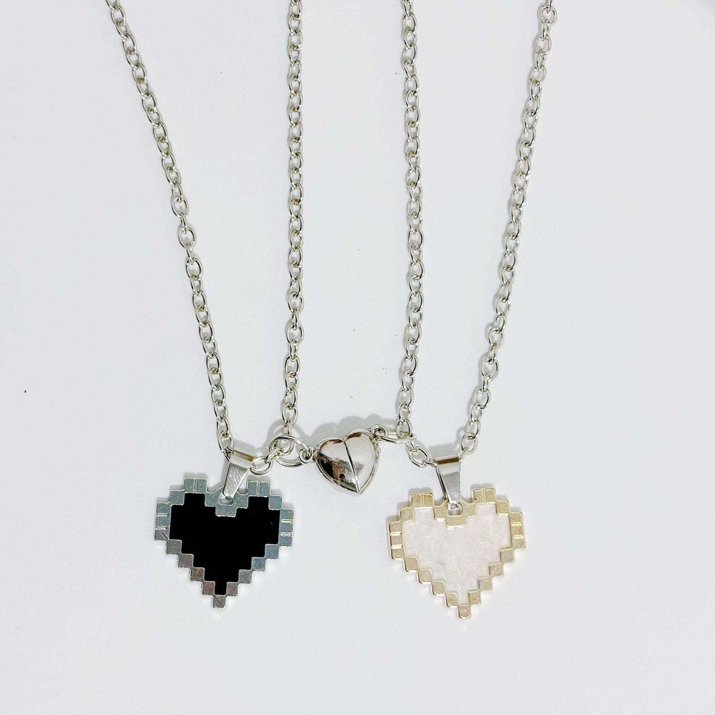 2pcs Magnetic Heart-shaped Mosaic Necklace Fashion Personality Couple Love Necklace For Valentine's Day - globaltradeleader