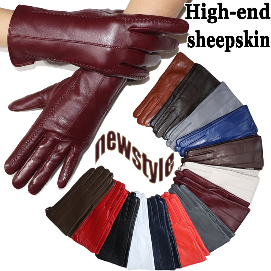 Women's Sheepskin Gloves Winter Warmth Plus Velvet Short Thi - globaltradeleader