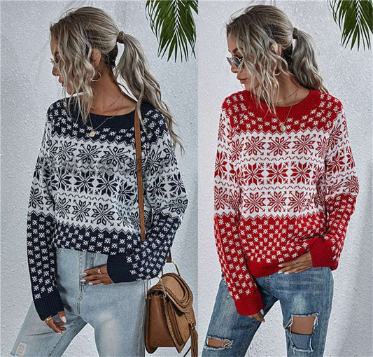 Knitted Loose Christmas Long-sleeved Round Neck Sweater